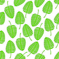 Monstera leaf seamless pattern design. Tropical palm background. Monstera leaf vector illustration