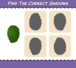 Find the correct shadows of cartoon soursops. Searching and Matching game. Educational game for pre shool years kids and toddlers