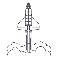 spaceship launch icon over a white background