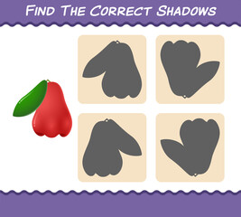 Find the correct shadows of cartoon rose apples. Searching and Matching game. Educational game for pre shool years kids and toddlers