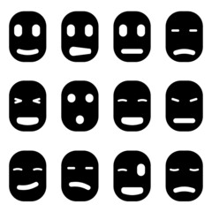 set of faces icons with emoji