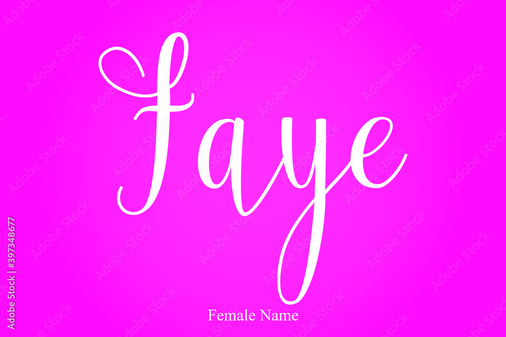 Fototapete faye female name hand lettering typescript calligraphy text on pink background