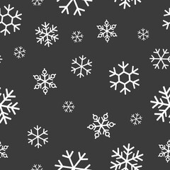 Snowflake vector. Snowflake seamless pattern on a black background. Vector Christmas template. Christmas seamless pattern. Winter snowflakes