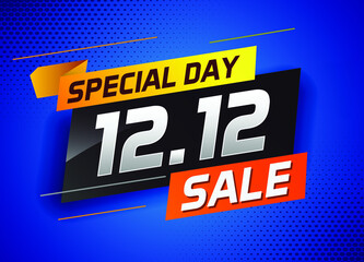12.12 Shopping day sale banner background. 12 December sale poster template. Vector illustration