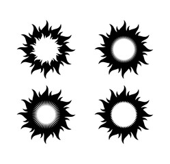 burning sun collection  icon vector isolated on white