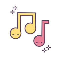 musicales notes of yellow and red color