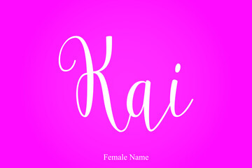 Kai-Female Name Brush Calligraphy White Color Text On Pink Background