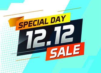 12.12 Shopping day sale banner background. 12 December sale poster template. Vector illustration