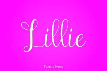 Lillie-Female Name Calligraphy Typescript Text On Pink Background
