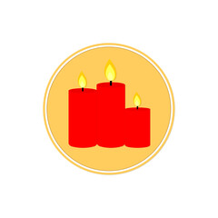 Christmas red candle icon, Xmas isolated symbol, flat graphic design template, vector art illustration