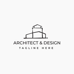 Simple modern house hand drawn design logo design template