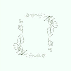 Rectangle frame of herb and vegetables hand drawn vector template