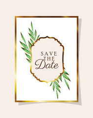 invitation letter with green leaves decoration on salmon color background