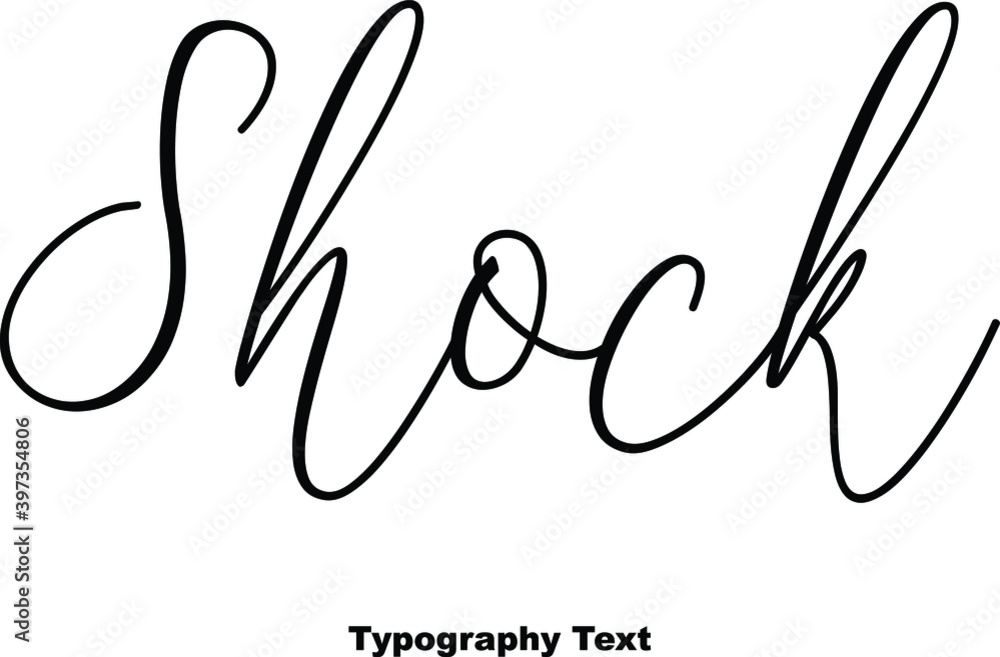 Fototapete shock cursive typography typescript on white background