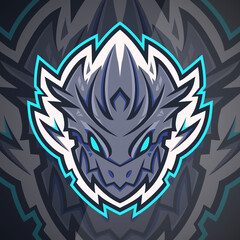 Dragon Monster Creature Fantasy Head Mask Cartoon Logo Mascot illustration. Esport, Team, Game, Asset, Sticker, Print.
