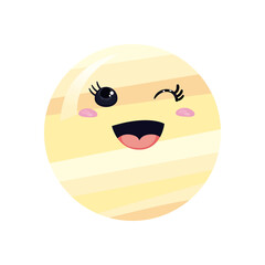 kawaii planet winking vector design
