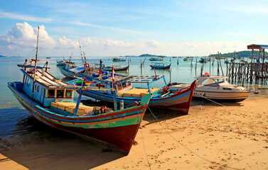 Tanjung Binga or the Fisherman's Village in Belitung Island, Indonesia.