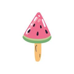 watermelon ice cream with stick flat style icon vector design