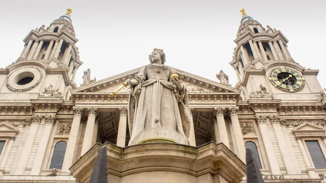 Time lapse of saint or St paul in london during a sunny cloudy day