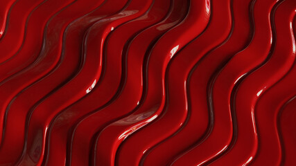 Wave organic red plastic 3d render abstract background, pattern, elegant textile, macro soft texture available in motion