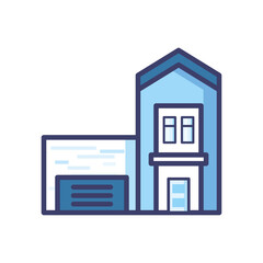 house with garage line and fill style icon vector design