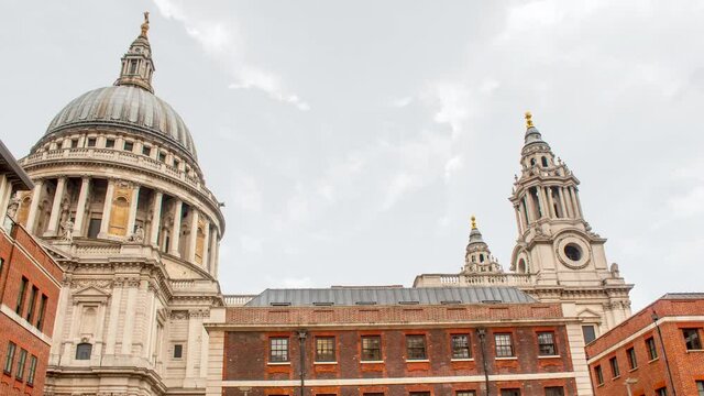 Time lapse of saint or St paul in london during a sunny cloudy day
