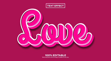 Love 3D Text Effect - obrazy, fototapety, plakaty
