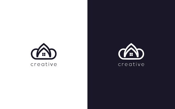 North home logo design, with abstract cloud, creative vector based icon template.