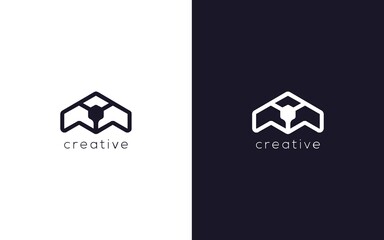 abstract future letter AM with polygon logotype, creative vector based icon template