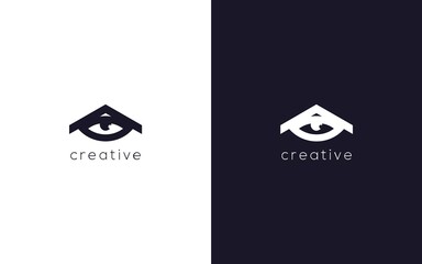Abstract letter A with eye logotype, creative vector based icon template