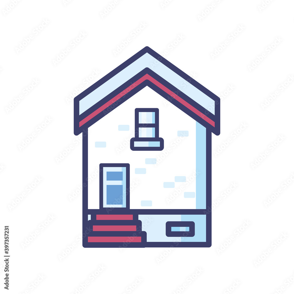 Poster house of front view line and fill style icon vector design