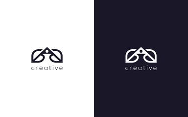 Abstract letter A with health people logotype, creative vector based icon template