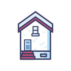 house of front view line and fill style icon vector design