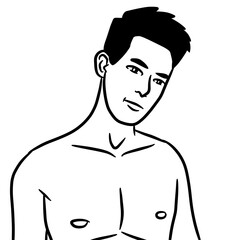 cartoon sexy man on white background for painting