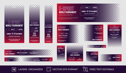 Set of Esport Games Banner with standard size for ads. Vertical, horizontal and square template. Vector EPS © ahmad