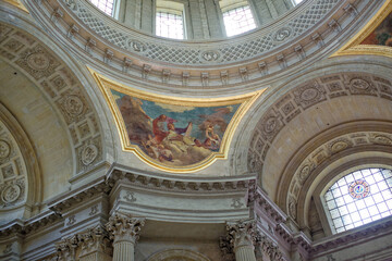 Fototapeta na wymiar Internal painting of the Cathedral of St. Louis of the Invalides.Detail of the dome of the cathedral. Architect Jules Ardouin-Mansart