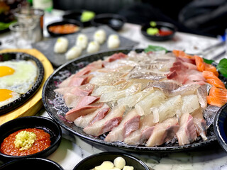 Assorted Japanese sashimi in korea