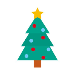 merry christmas pine tree with star vector design