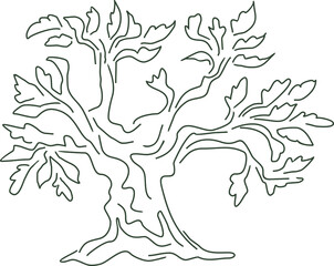 Cork oak tree made in decorative style - 397360213