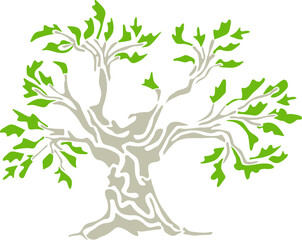 Cork oak tree made in decorative style - 397360217