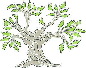 Cork oak tree made in decorative style - 397360227