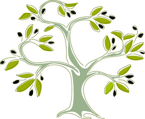 Olive tree made in decorative art style - 397360251
