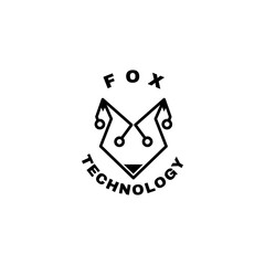 Vector Logo Illustration Fox Line Art Style.