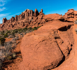 The Red Sandstone Formations of The Klondike Bluffs on The Tower Arch Trail, Arches National Park, Utah, USA