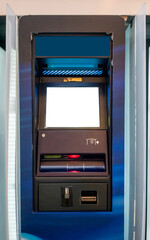 ATM machine. The station automatic machines. Front view of payment machine.