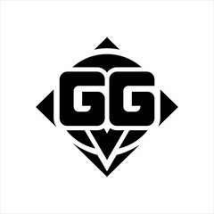 GG Logo monogram with circle shape and square rotate rounded design template