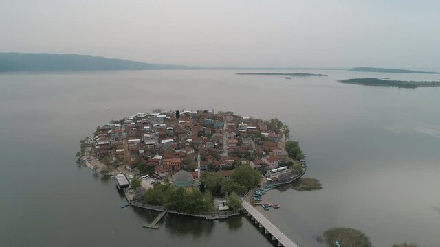 Aerial view of Golyazi village at Bursa in Turkey. 4K Footage in Turkey