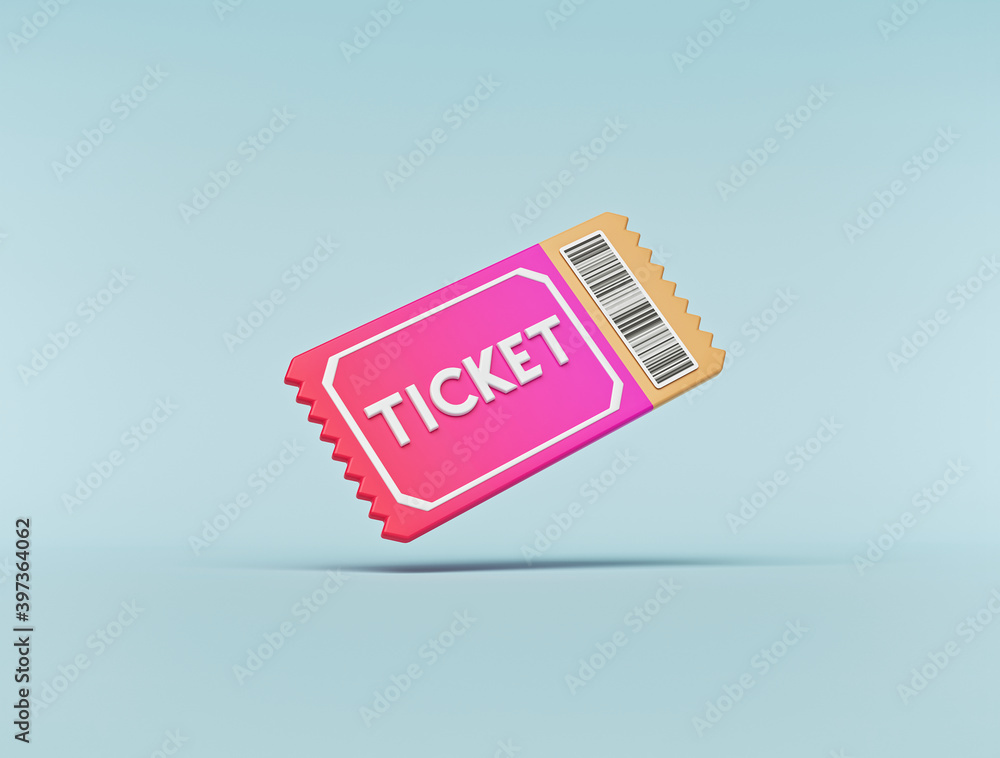 Poster minimal ticket icon isolated. 3d rendering