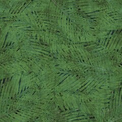 Green tropical palm tree leaves seamless pattern. High quality illustration. Vivid, detailed, and highly textured graphic design. Trendy jungle foliage for fabric or repeat surface design.