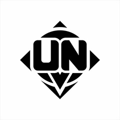 UN Logo monogram with circle shape and square rotate rounded design template